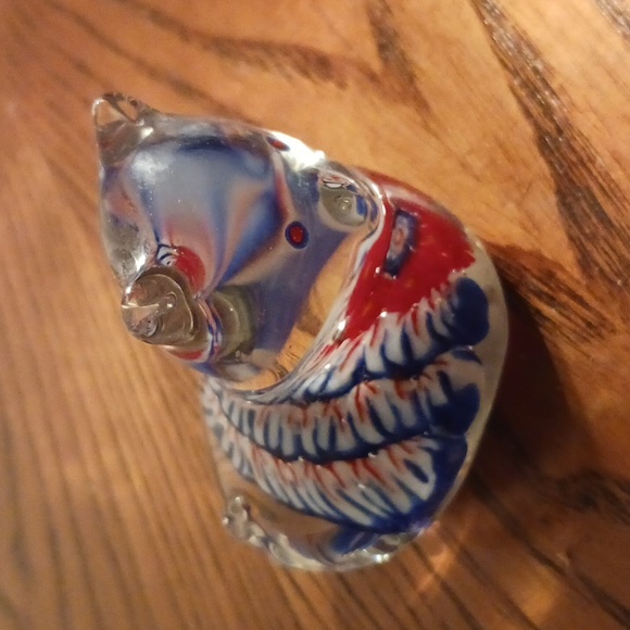 Cat Paperweight Glass Feline Decor Murano Style Solid Collectible Millifiori - Picture 3 of 8